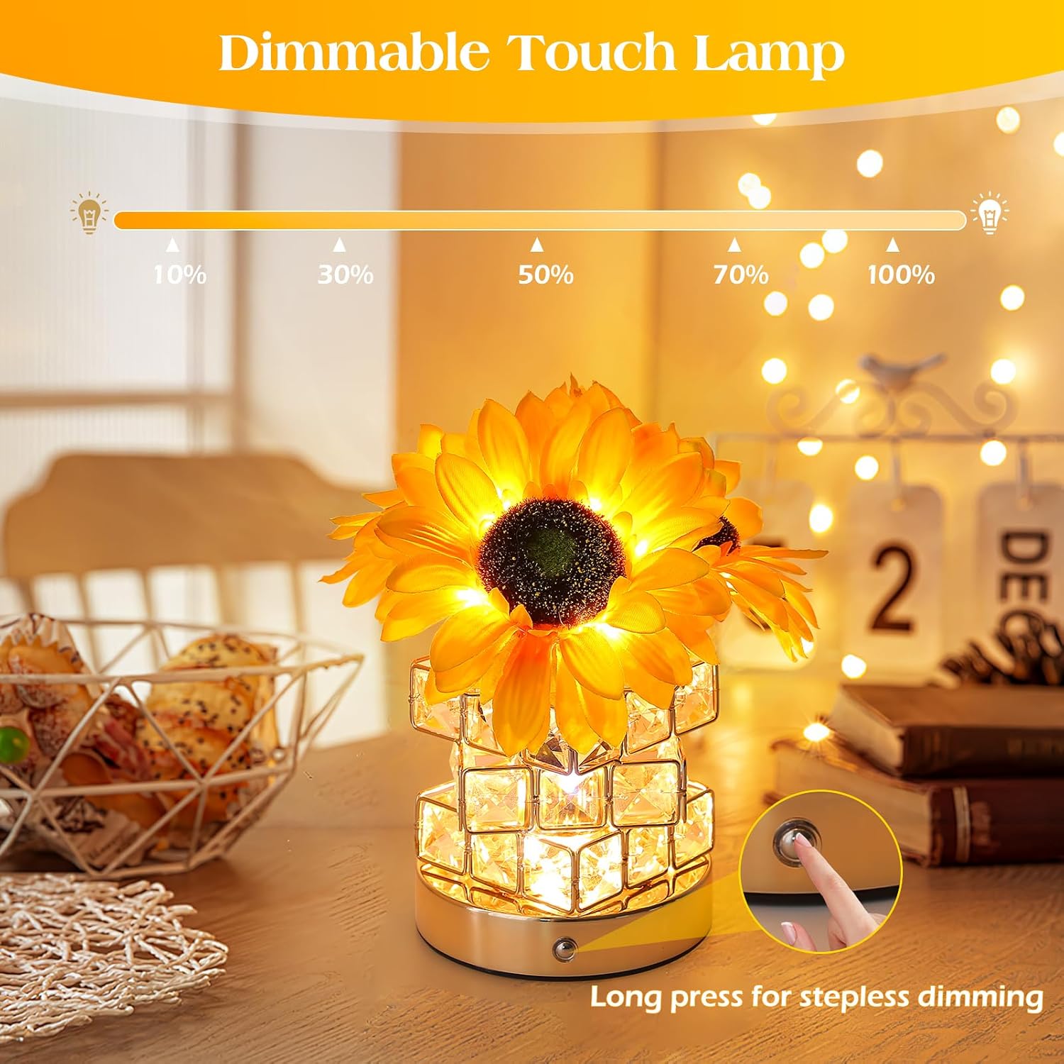 Sunflower Touch Table Lamp, Rechargeable