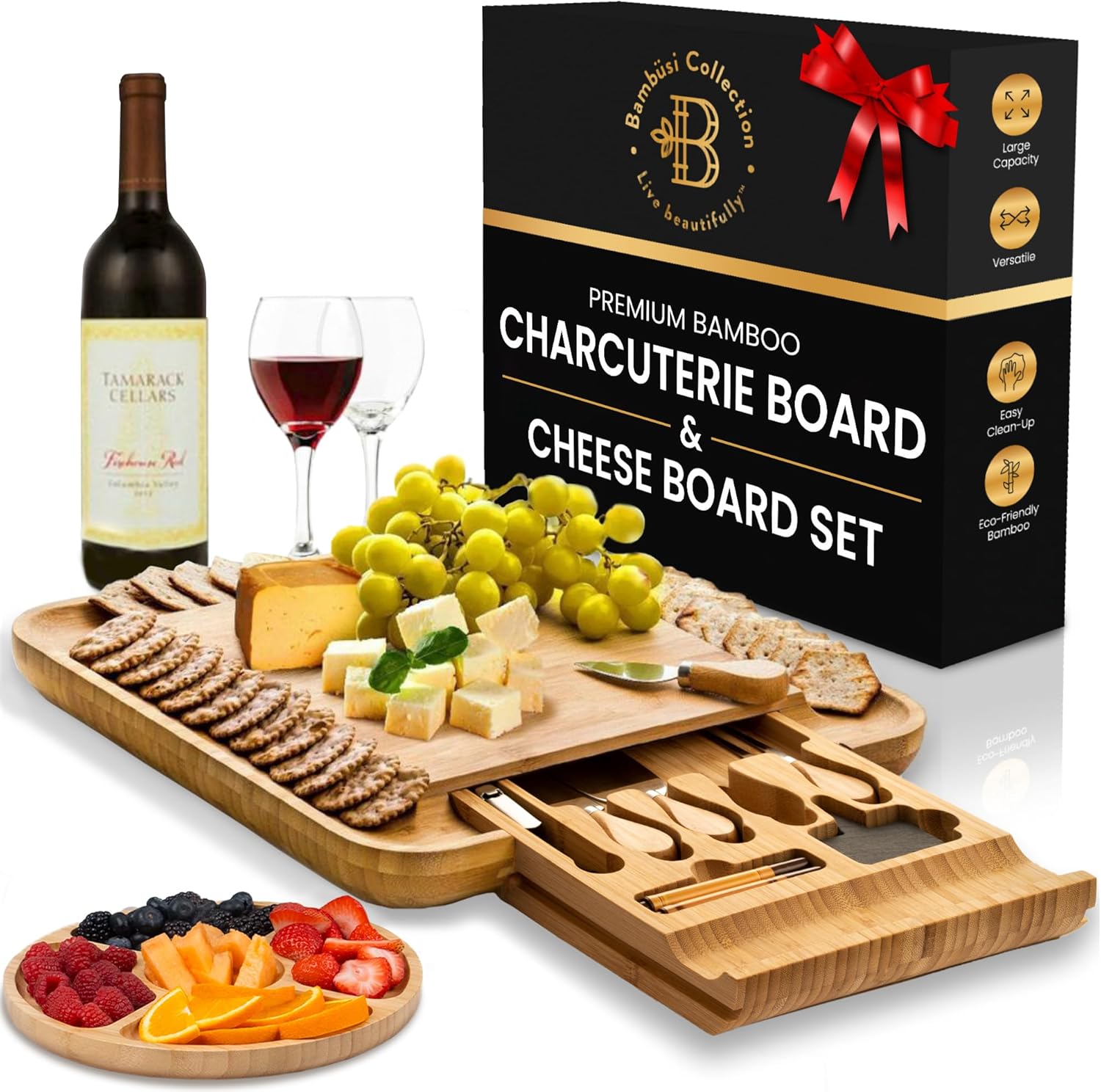 Bamboo Charcuterie Board & Knife Set