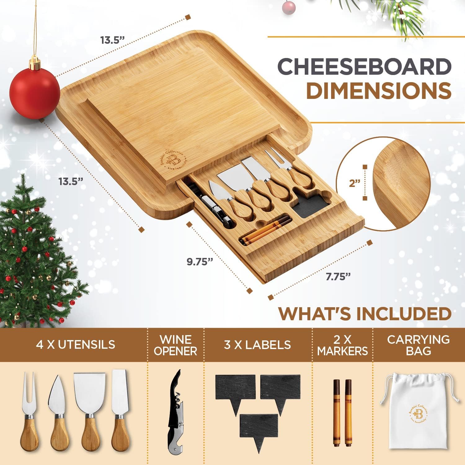 Bamboo Charcuterie Board & Knife Set