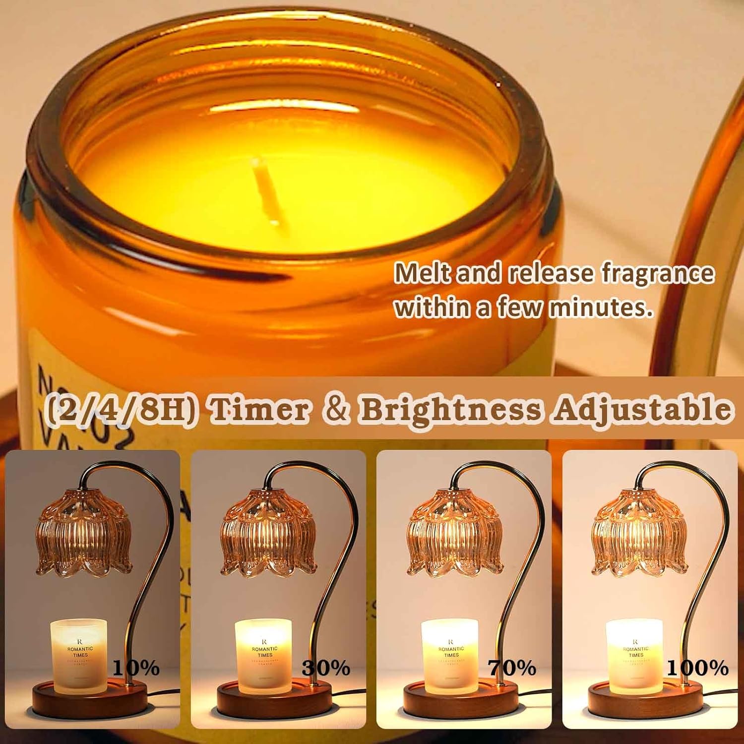 Flower Candle Warmer Lamp, Dimmable, Timer, Gift