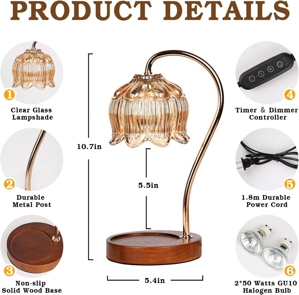 Flower Candle Warmer Lamp, Dimmable, Timer, Gift