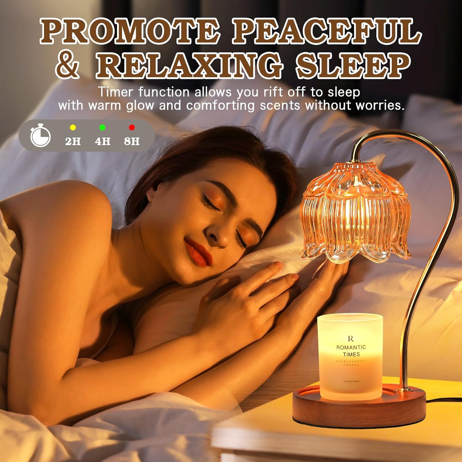 Flower Candle Warmer Lamp, Dimmable, Timer, Gift